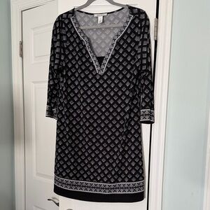 White House black market Elegant Black and Gray Patterned Dress